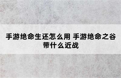 手游绝命生还怎么用 手游绝命之谷带什么近战